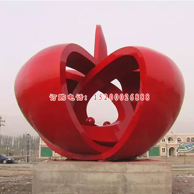 不锈钢苹果雕塑，公园抽象水果雕塑