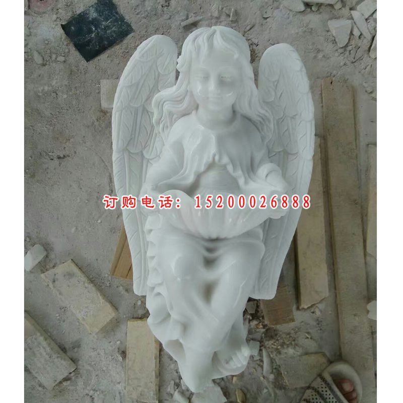 石雕小天使，汉白玉小天使雕塑 (1)