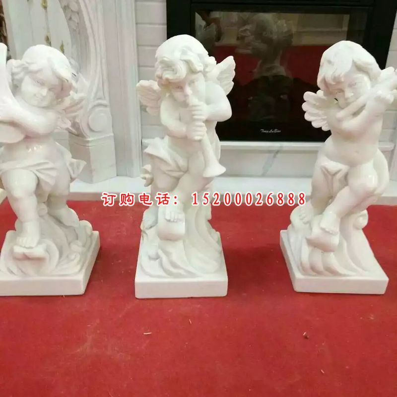 小天使石雕，汉白玉小天使雕塑 (8)