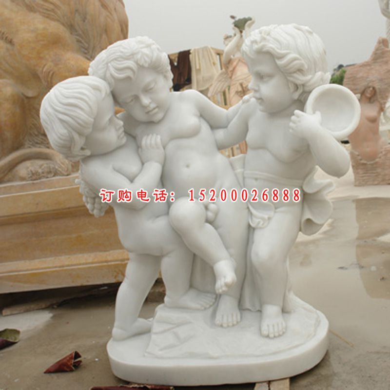 小天使石雕，汉白玉小天使石雕 (6)