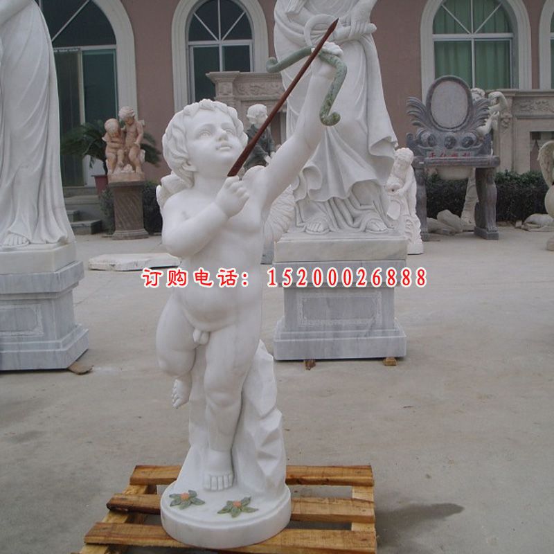小天使石雕，汉白玉小天使石雕 (4)