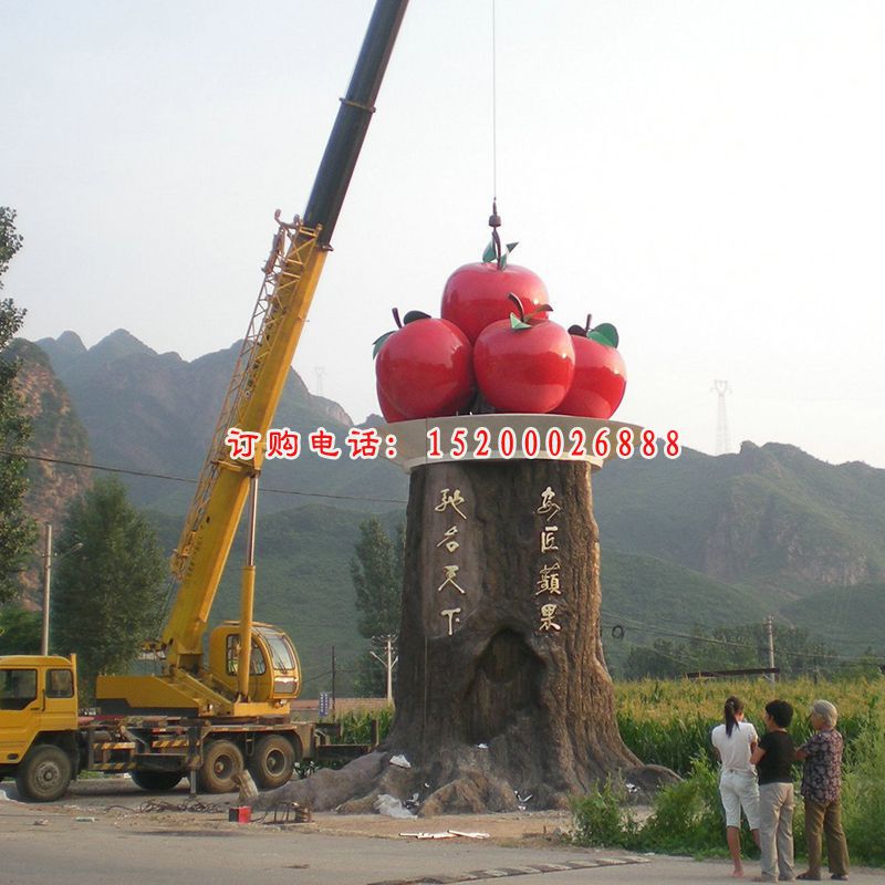 不锈钢苹果，苹果造型雕塑