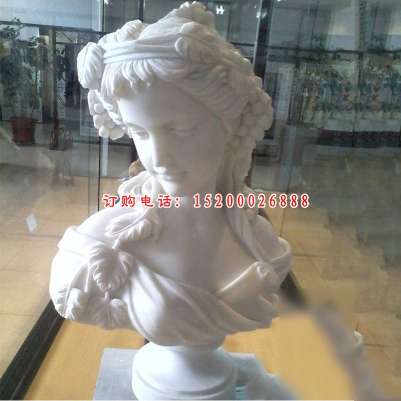 汉白玉西方美女头像石雕别墅西方人物石雕