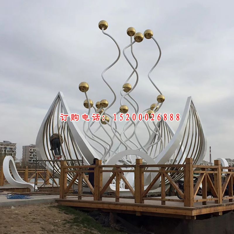 不锈钢荷花雕塑   广场景观雕塑 (3)