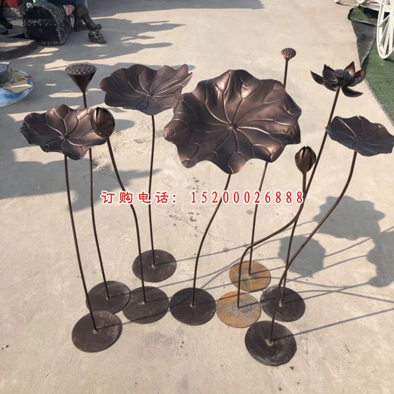 不锈钢荷花雕塑，公园景观雕塑 (1)