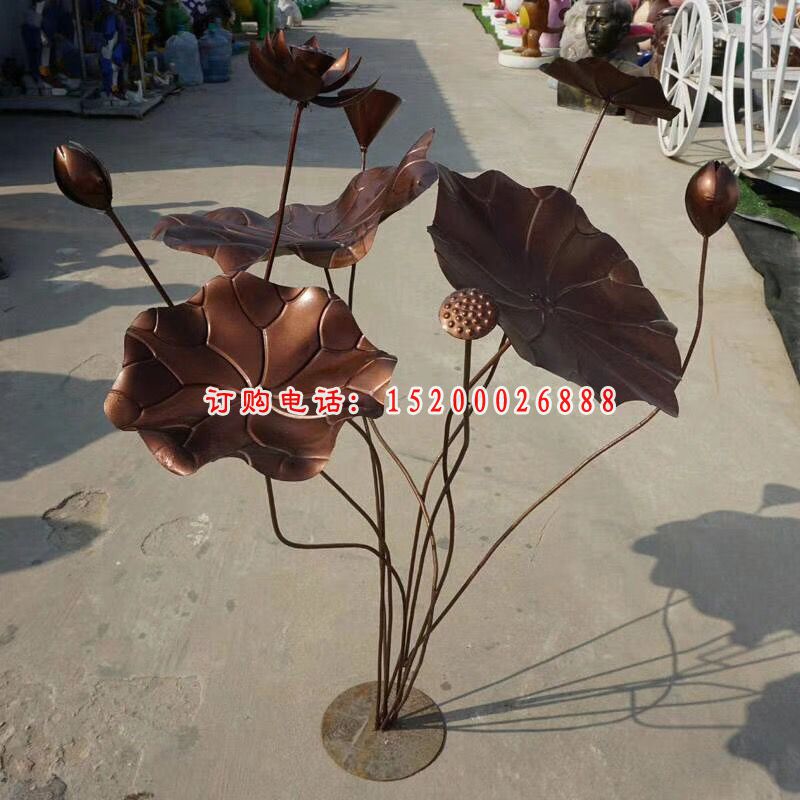 不锈钢荷花雕塑，公园景观雕塑 (3)