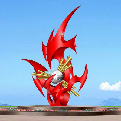 不锈钢抽象火苗雕塑 广场不锈钢雕塑