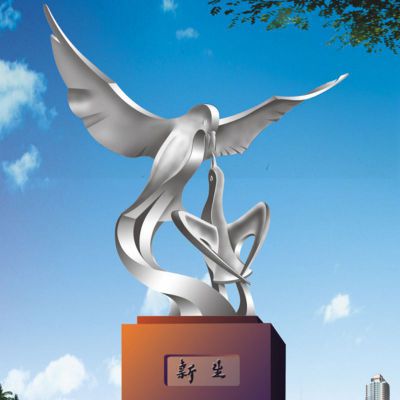 不锈钢雕塑哺育 抽象雕塑