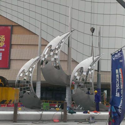 不锈钢乘风破浪雕塑  不锈钢帆船雕塑 