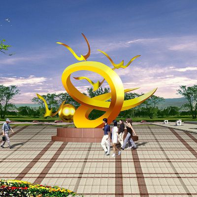 不锈钢雕塑自由飞翔景观雕塑