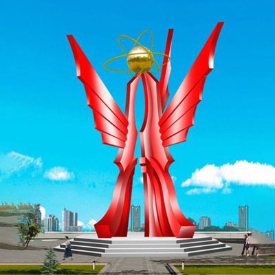 不锈钢共筑辉煌雕塑  不锈钢企业抽象雕塑