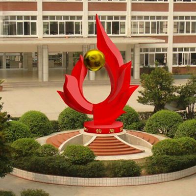 不锈钢党的旗帜   校园景观摆件