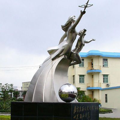 不锈钢奔腾飞行   校园景观雕塑