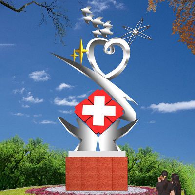 红十字雕塑 医院不锈钢雕塑
