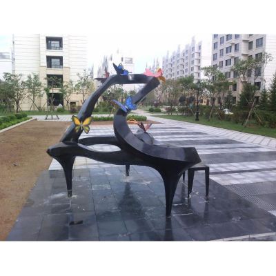 不锈钢抽象钢琴雕塑  公园景观雕塑