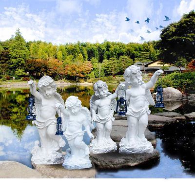 石雕小天使照明雕塑  公园人物雕塑