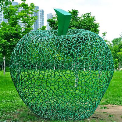 镂空苹果雕塑  不锈钢景观雕塑