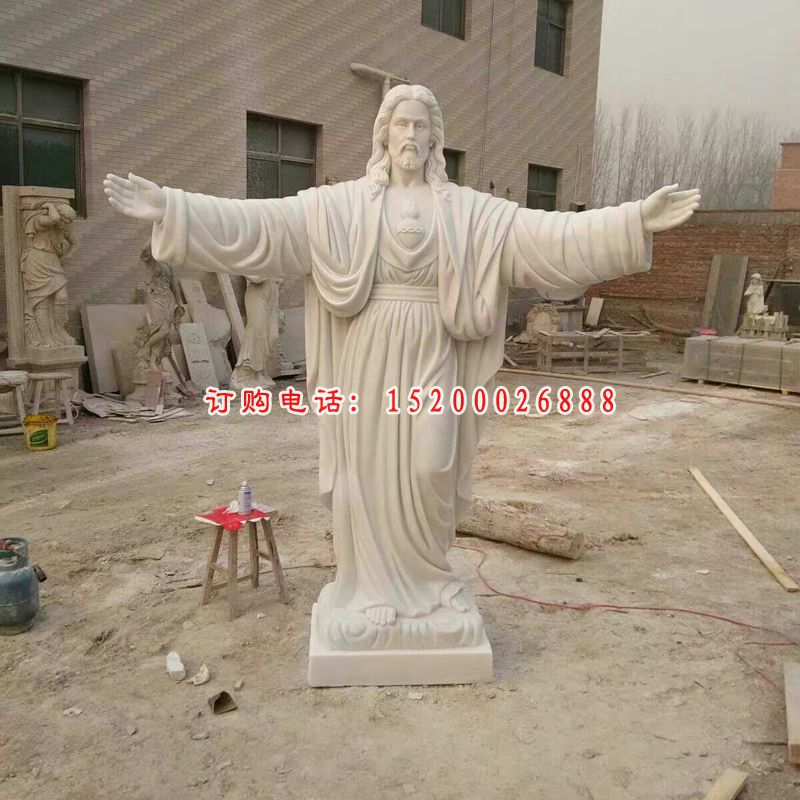汉白玉西方人物，圣父石雕 