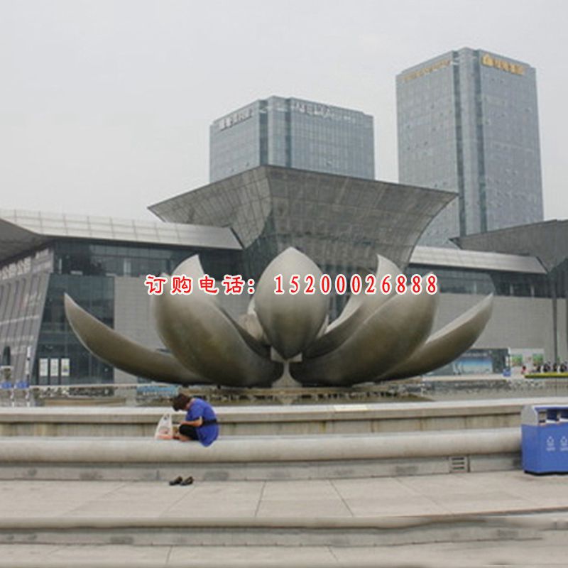 广场不锈钢景观雕塑，不锈钢莲花雕塑