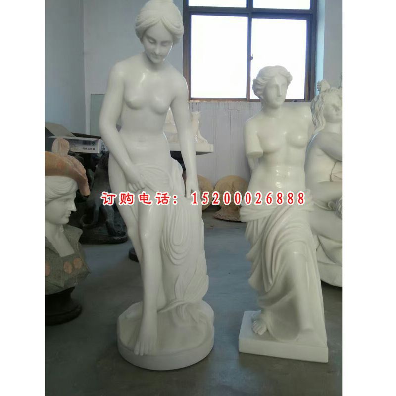 裸身女人石雕，汉白玉西方人物