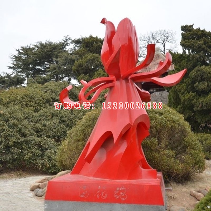 彩色不锈钢抽象花朵雕塑公园不锈钢雕塑