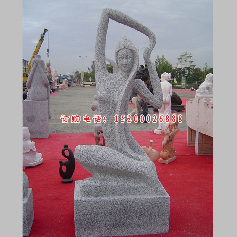 瑜伽美女石雕，公园抽象人物石雕