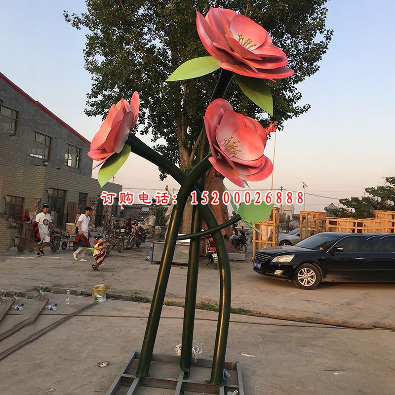 不锈钢花朵雕塑，公园景观雕塑 (1)