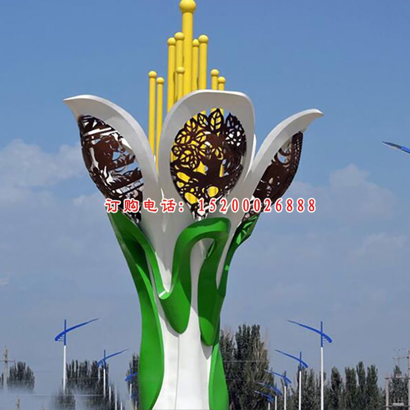 不锈钢花蕊   广场景观雕塑 (1)