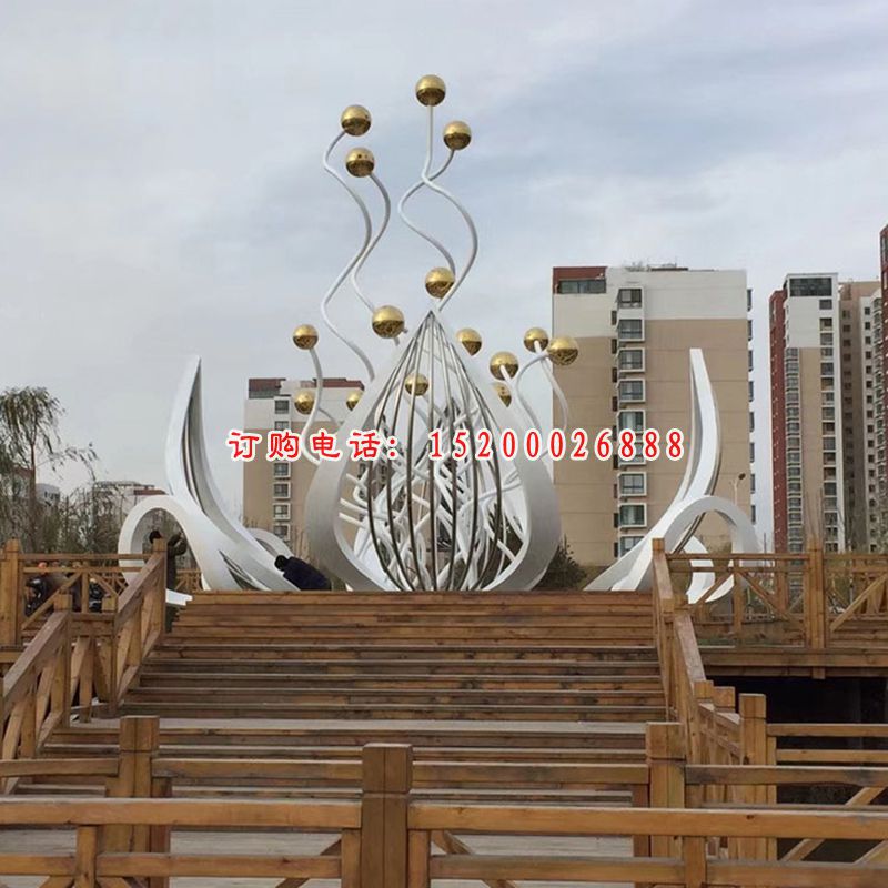 不锈钢花蕊雕塑，小区景观雕塑