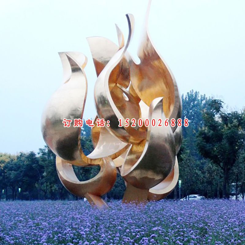 抽象花瓣雕塑，不锈钢景观雕塑 (1)