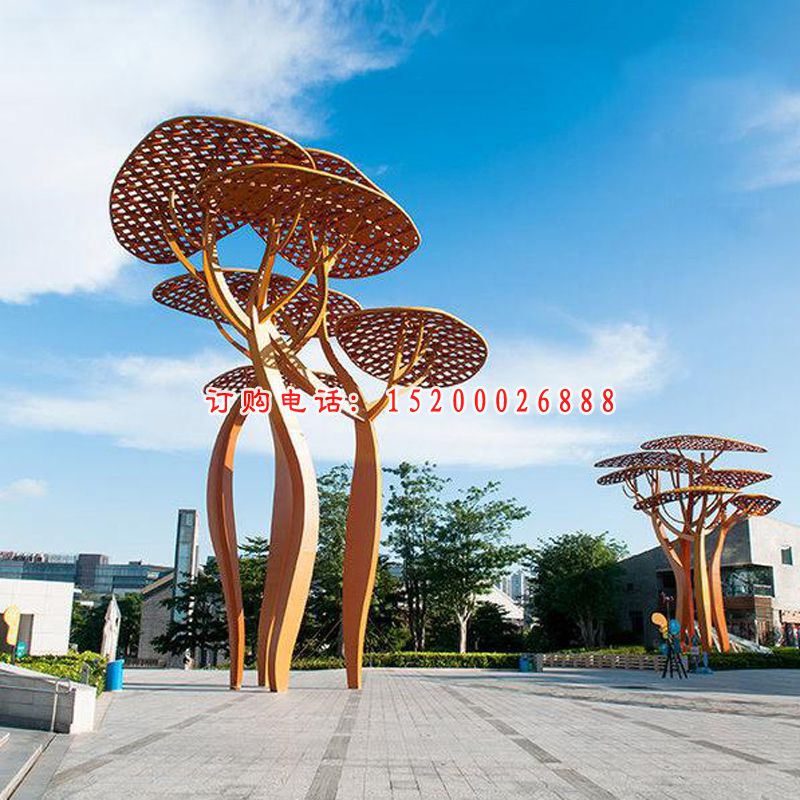 不锈钢镂空树雕塑，广场景观雕塑