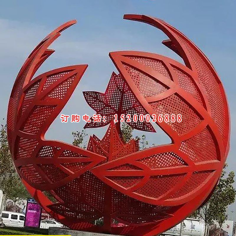 树叶交叉的圆环雕塑,不锈钢公园景观雕塑