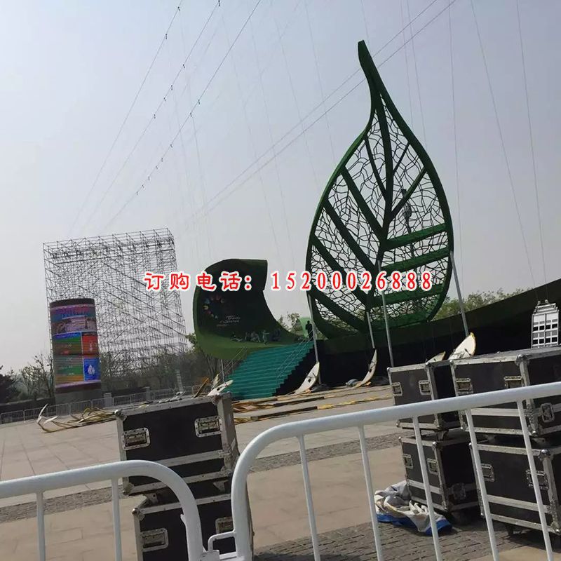 不锈钢树叶雕塑，不锈钢景观雕塑 (1)