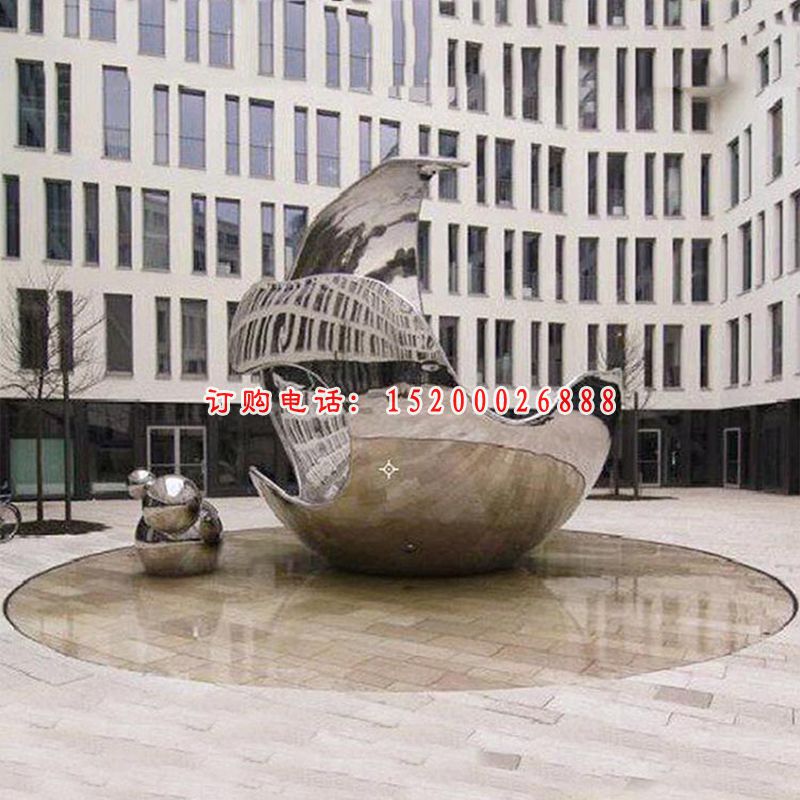 大型创意空心圆广场景观雕塑，不锈钢雕塑 (2)