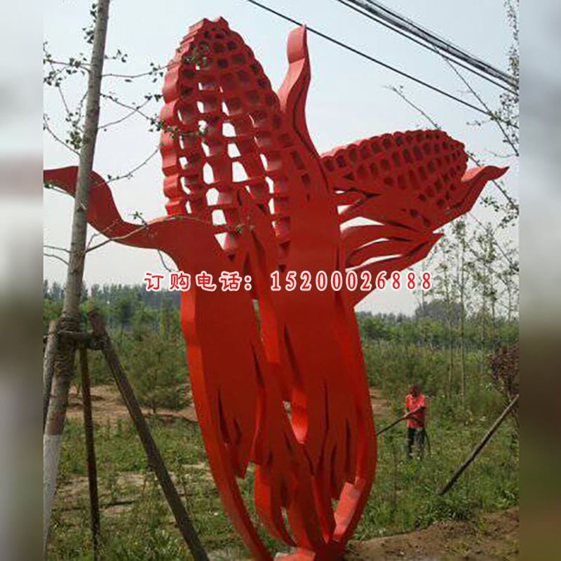 不锈钢玉米雕塑，公园玉米不锈钢雕塑 (2)