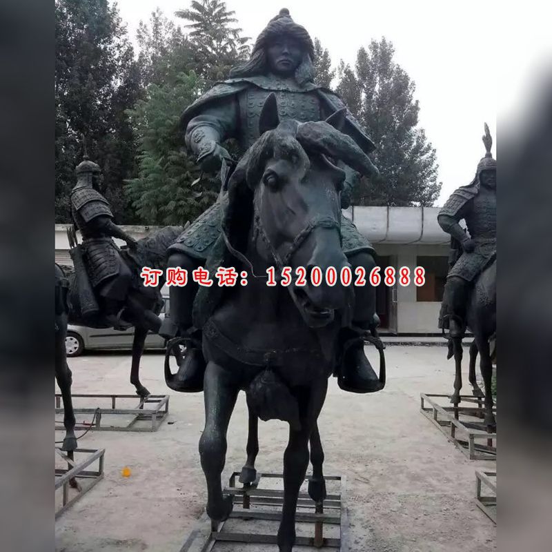 古代将军骑马铜雕，人物铜雕 (3)