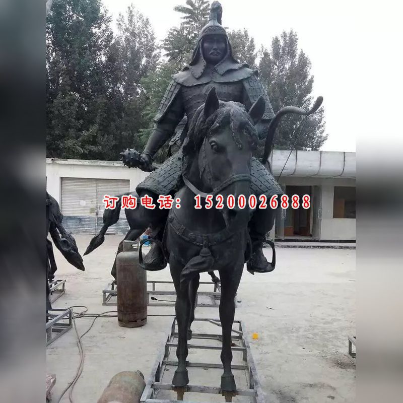 古代将军骑马铜雕，人物铜雕 (4)