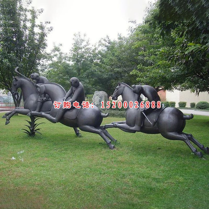 抽象人物骑马铜雕，公园景观雕塑