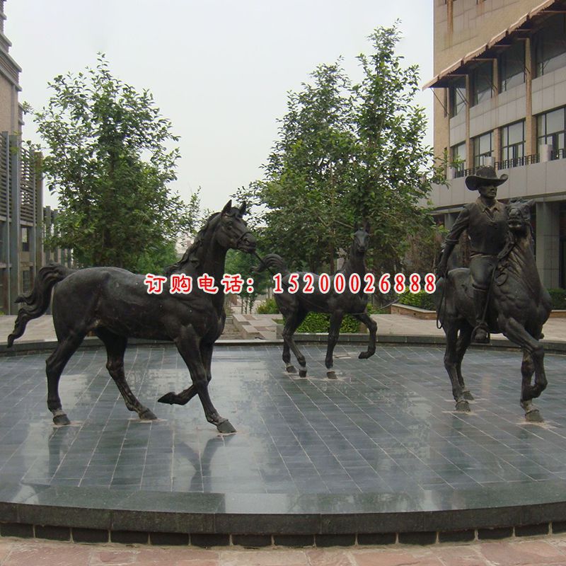 骑马人物铜雕，广场景观雕塑，公园动物雕塑
