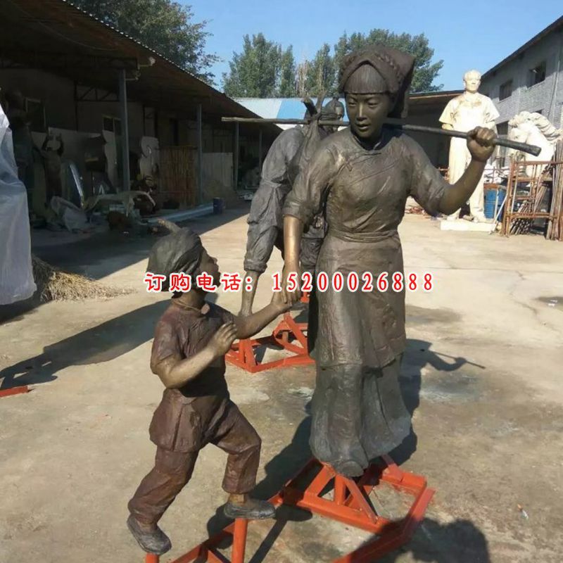 少数民族人物铜雕，公园景观铜雕
