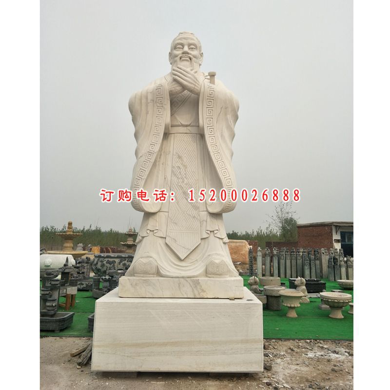 大理石先师孔子雕塑，石雕名人 (3)