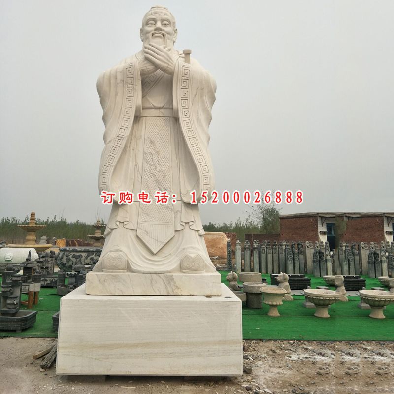大理石先师孔子雕塑，石雕名人 (5)
