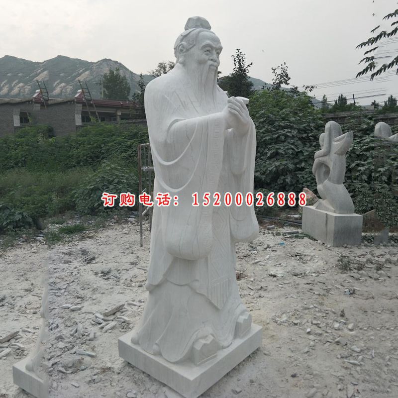 大理石先师孔子雕塑，石雕名人 (4)