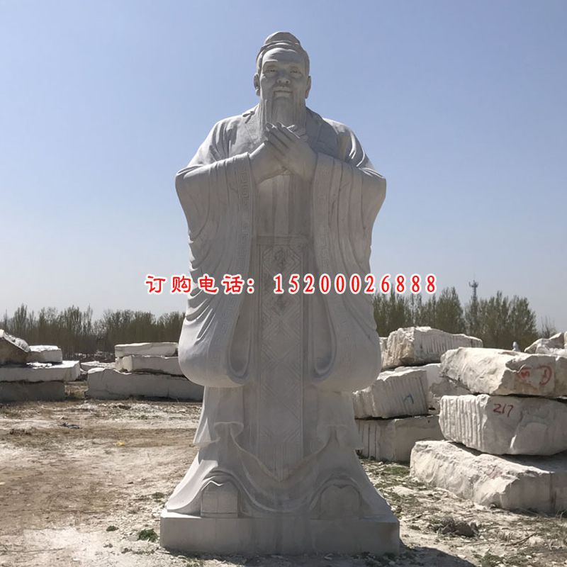 大理石先师孔子雕塑，石雕名人 (7)