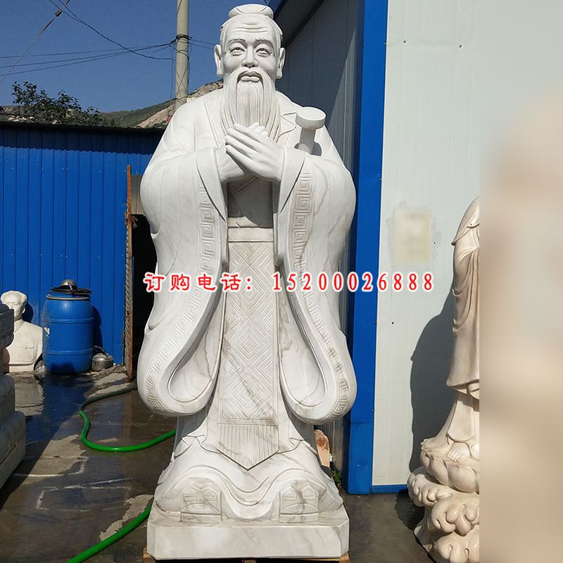校园汉白玉孔子石雕学校孔子行教像石雕