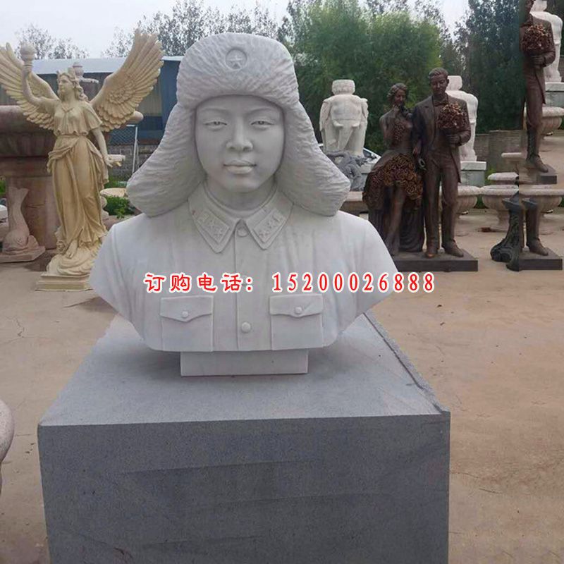 汉白玉雷锋胸像，校园人物石雕