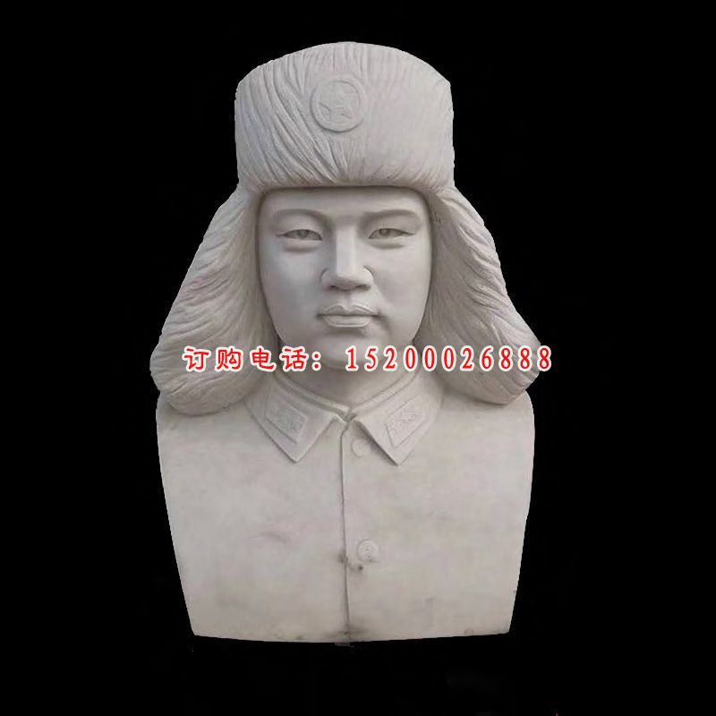 大理石雷锋石雕，名人胸像石雕