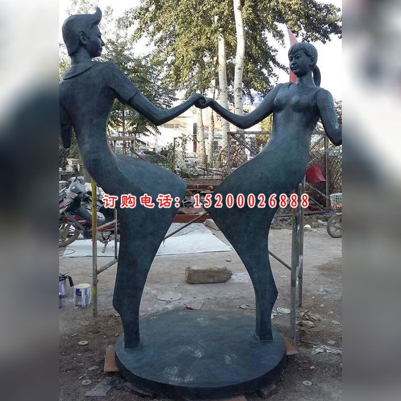 情侣跳舞铜雕，广场景观铜雕
