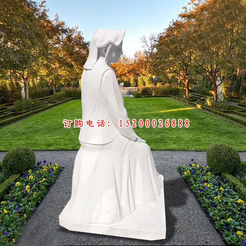 公园人物石雕，大理石民族少女雕塑
