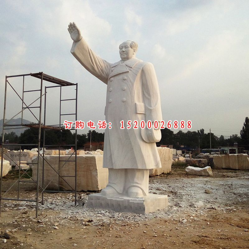 汉白玉立式毛主席 广场挥手的毛主席石雕